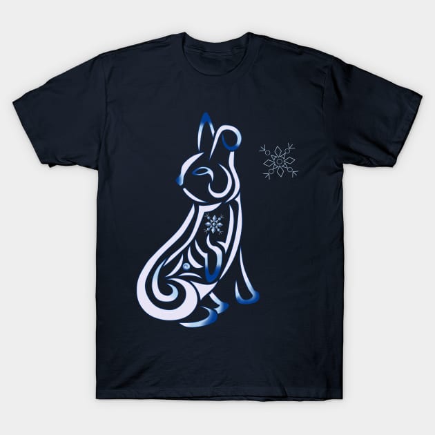 Snow Hare Tribal Design T-Shirt by Alaina Williams